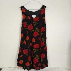 Molly Mallow Petite Dress Size 4 Flowers Sleeveless Orange Black
